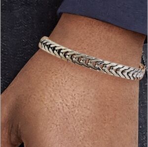 $1140 Mens EFFY ENY Sterling Silver Franco Chain Link Bracelet